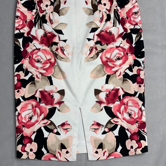 White House Black Market Pencil Skirt with Roses Floral Sz 2 - Picture 7 of 8